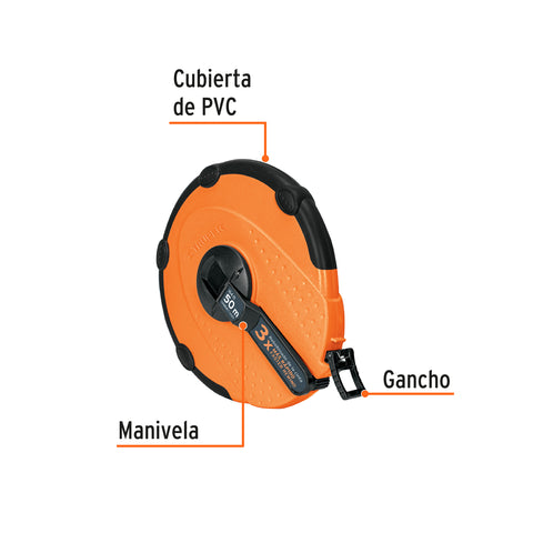 Cinta métrica larga 50m fibra de vidrio, carcasa plástica | TP50ME | 12640