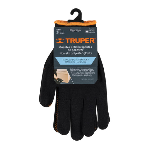 Guantes de poliéster con puntos de PVC en palma, M, TRUPER | GU-442 | 12651