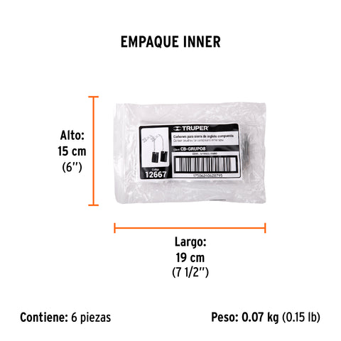 Bolsa con 2 carbones d/repuesto p/sierras ingl Grupo8,TRUPER | CB-GRUPO8 | 12667