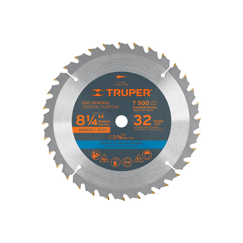 Disco sierra 8-1/4' para madera, 32 dientes centro 5/8' | ST-832 | 12682