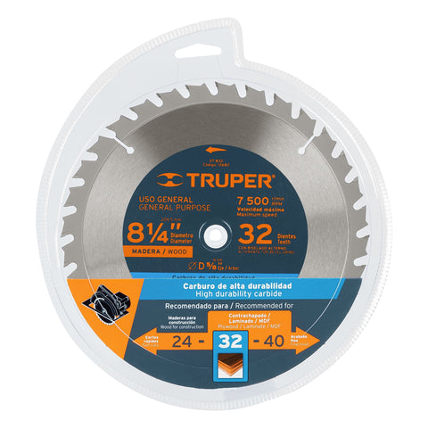 Disco sierra 8-1/4' para madera, 32 dientes centro 5/8' | ST-832 | 12682