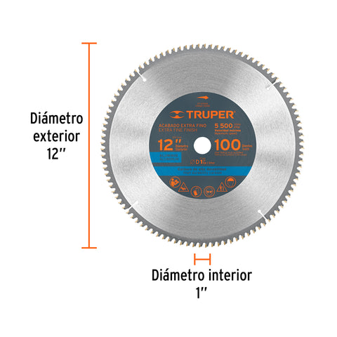 Disco sierra 12' para aluminio, 100 dientes centro 1' | ST-12100A | 12686