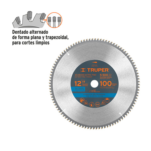 Disco sierra 12' para aluminio, 100 dientes centro 1' | ST-12100A | 12686
