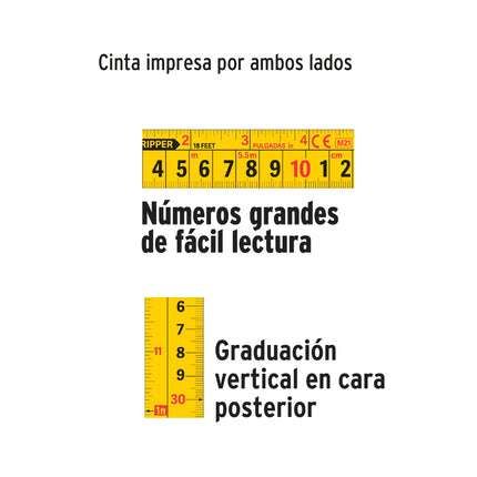 Flexómetro industrial contra impactos 5 m cinta 19 mm | FIN-5M | 12694