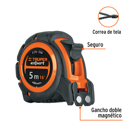 Flexómetro industrial contra impactos 5 m cinta 19 mm | FIN-5M | 12694