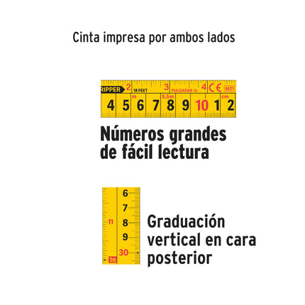 Flexómetro industrial contra impactos 5.5 m cinta 25 mm | FIN-55M | 12695