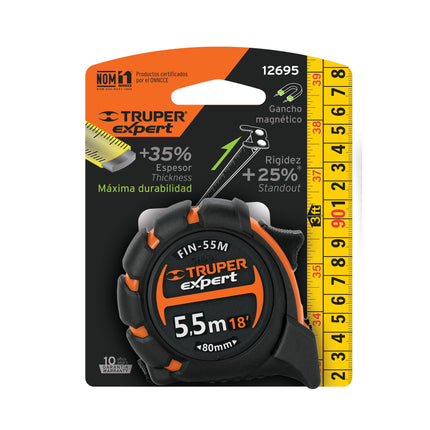 Flexómetro industrial contra impactos 5.5 m cinta 25 mm | FIN-55M | 12695