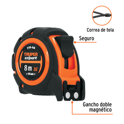 Flexómetro industrial contra impactos 8 m cinta 25 mm | FIN-8M | 12696