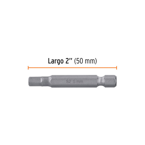 Estuche con 5 puntas hexagonales de 5 mm largo 2', Expert | PUDE-7205 | 12699