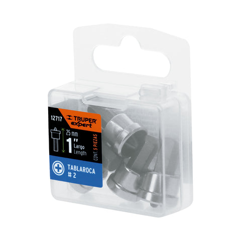 Estuche con 5 puntas cruz PH2 muro de yeso largo 1', Expert | PUDE-1205 | 12717
