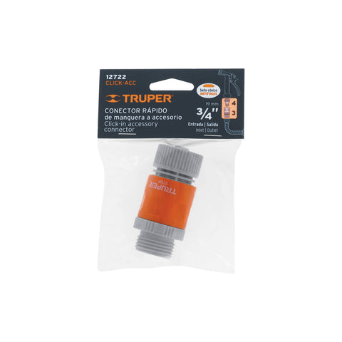 Conector 3/4' rápido de ABS manguera-acc. sistema click | CLICK-ACC | 12722