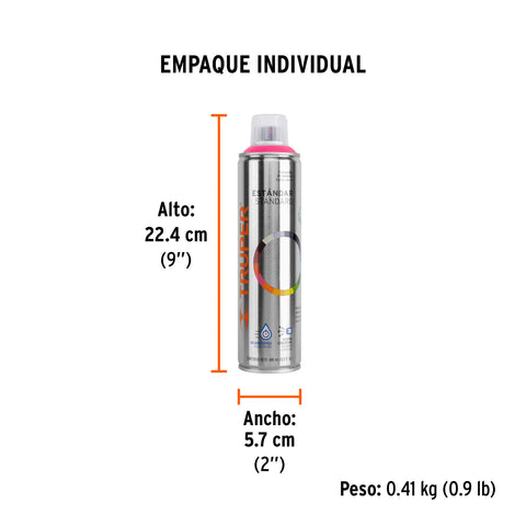 Pintura en aerosol, rosa mexicano, bote esbelto, 400 ml | PA-RM | 12734