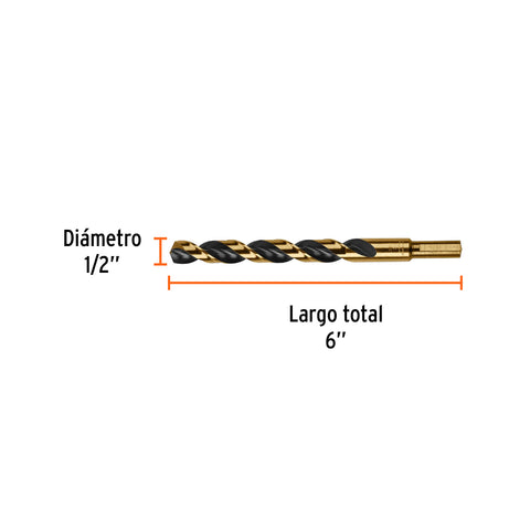 Broca HSS 1/2' Trugold para metal en blíster, Expert | BAV-1/2-B | 12750