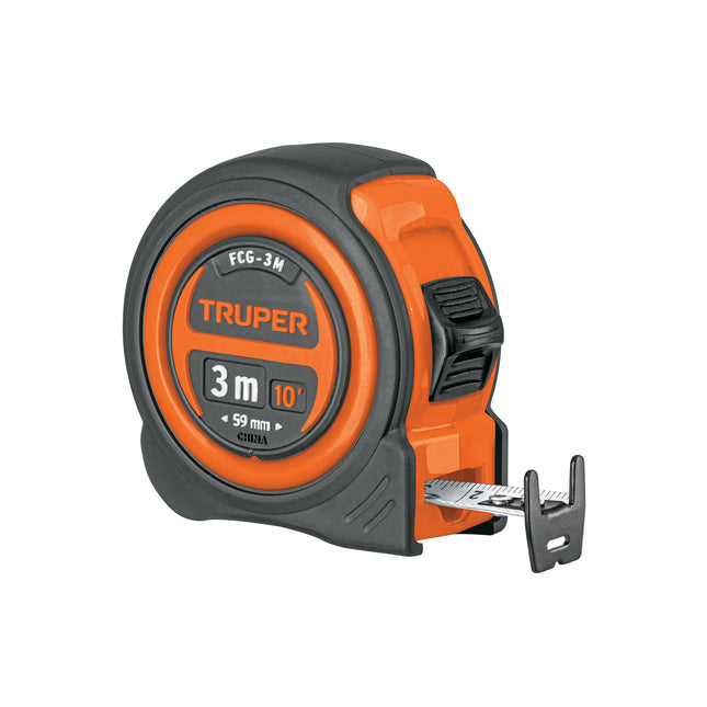 Flexómetro compacto contra impactos 3 m cinta 16 mm, TRUPER | FCG-3M | 12771