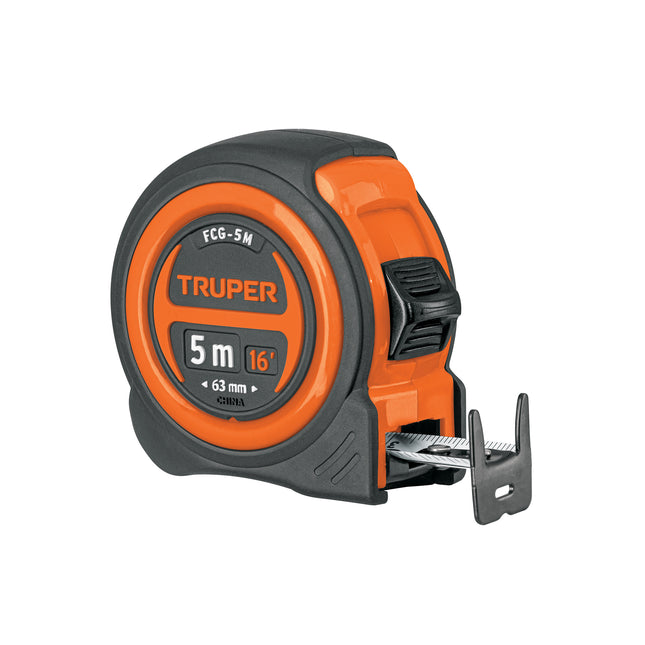 Flexómetro compacto contra impactos 5 m cinta 19 mm, TRUPER | FCG-5M | 12772