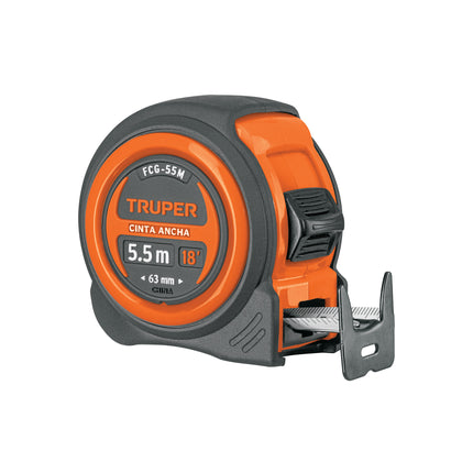 Flexómetro compacto contra impactos 5.5 m cinta 25 mm,TRUPER | FCG-55M | 12773
