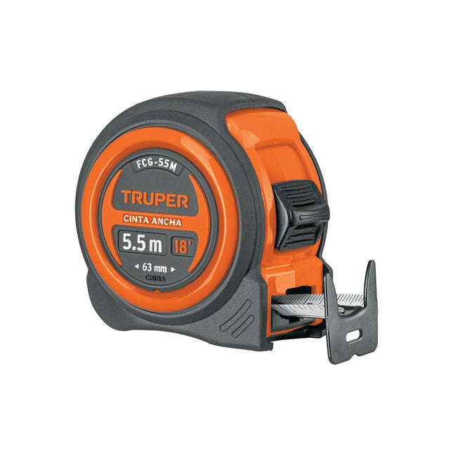 Flexómetro compacto contra impactos 5.5 m cinta 25 mm,TRUPER | FCG-55M | 12773