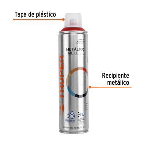 Pintura en aerosol, rojo metálico, bote esbelto, 400 ml | PAM-RO | 12779