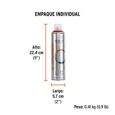 Pintura en aerosol, rojo metálico, bote esbelto, 400 ml | PAM-RO | 12779