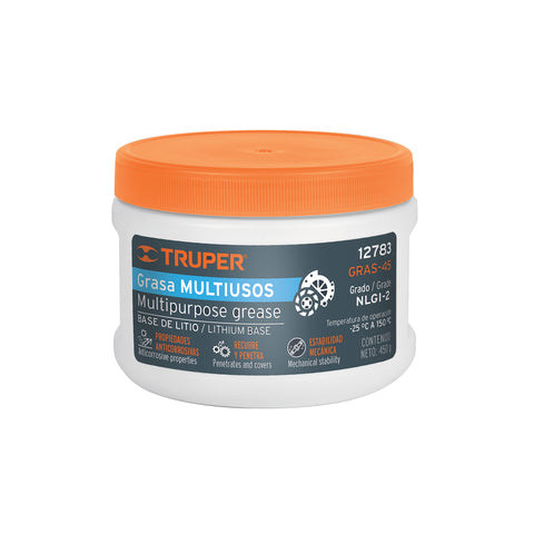 Grasa lubricante multiusos, base litio, 450 g, Truper | GRAS-45 | 12783