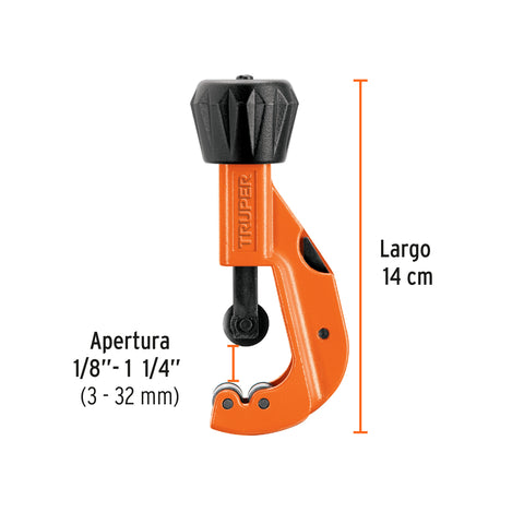 Cortador de tubo de cobre 1/8' a 1-1/4' cuchilla 18mm,Truper | COT-32 | 12856