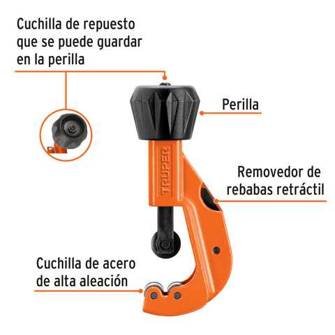 Cortador de tubo de cobre 1/8' a 1-1/4' cuchilla 18mm,Truper | COT-32 | 12856