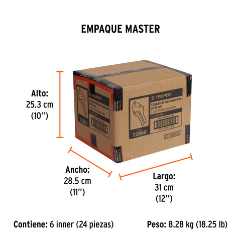 Cortador de tubo de plástico, corte 1-5/8' (41 mm), TRUPER | COT-PVC | 12860