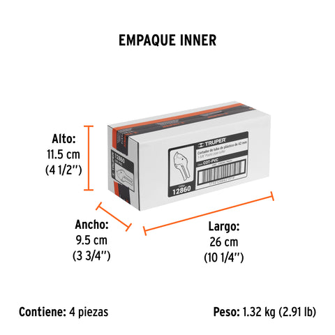 Cortador de tubo de plástico, corte 1-5/8' (41 mm), TRUPER | COT-PVC | 12860