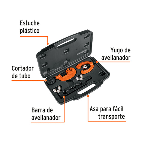 Juego de cortador de tubo y avellanador, TRUPER | JCA-3 | 12871