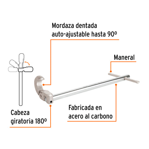 Llave 12' para plomero, Truper | LLAP-12 | 12874