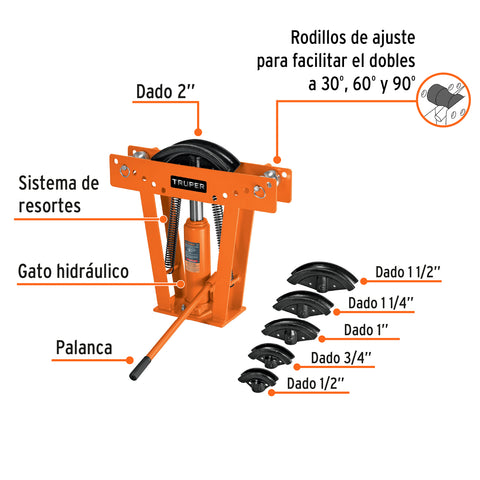 Doblador hidráulico para tubo, 12 ton, Truper | DTH-12 | 12883