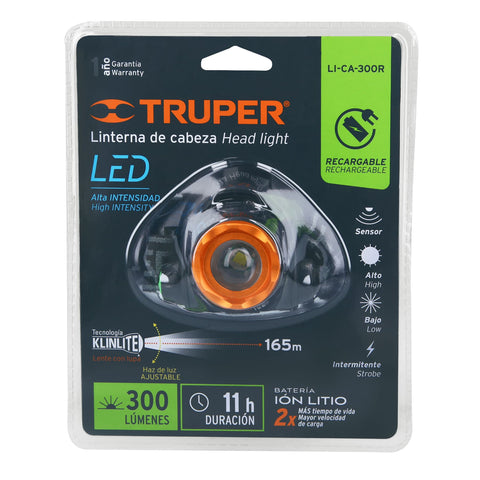 Linterna de minero LED 300 lm, recargable, TRUPER EXPERT | LI-CA-300R | 12890