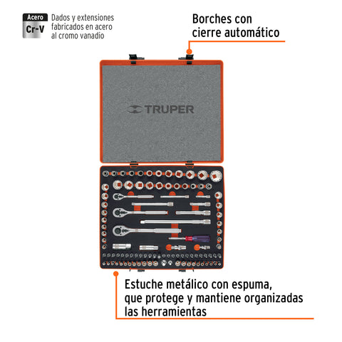 Juego 103 herramientas 1/4', 3/8' y 1/2' std y mm p/mecánico | JD-103MP | 12893