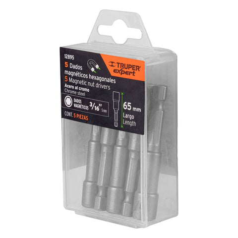 Estuche con 5 dados magnéticos de 3/16' largo 2-1/2', Expert | PUDE-9018 | 12895