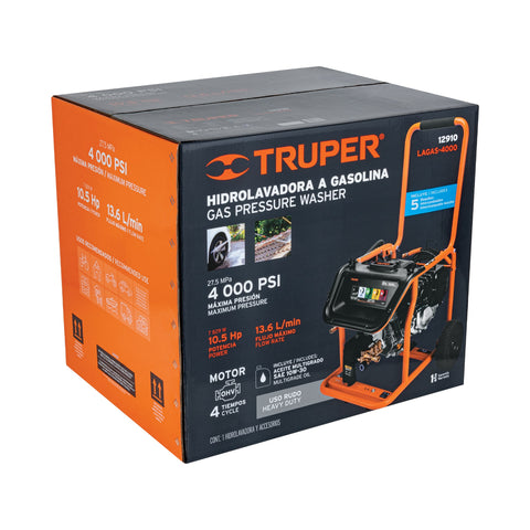 Hidrolavadora con motor a gasolina, 4000 PSI, Truper | LAGAS-4000 | 12910