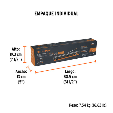 Cortador de azulejo 24' (60 cm) con baleros, Truper | CAZ-60B | 12931