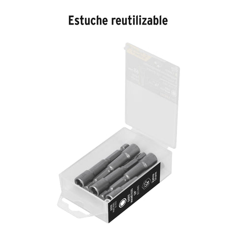 Estuche con 5 dados magnéticos de 1/4' largo 2-1/2', Expert | PUDE-9025 | 12939