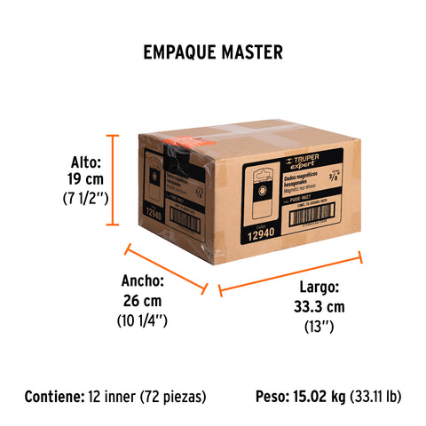 Estuche con 5 dados magnéticos de 3/8' largo 2-1/2', Expert | PUDE-9027 | 12940