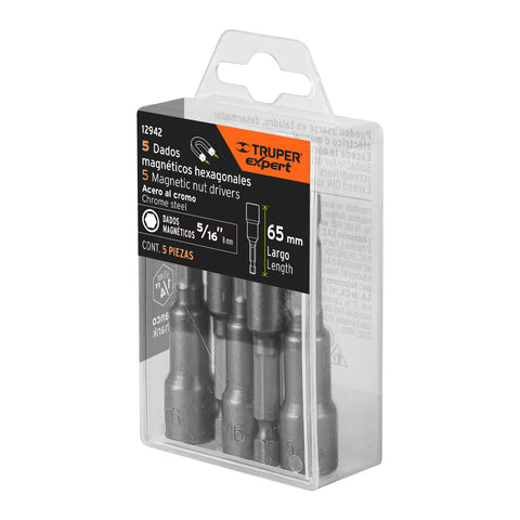 Estuche con 5 dados magnéticos de 5/16' largo 2-1/2', Expert | PUDE-9031 | 12942