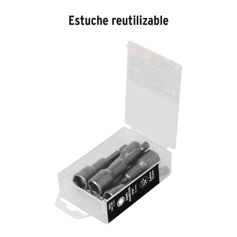 Estuche con 5 dados magnéticos de 7/16' largo 2-1/2', Expert | PUDE-9087 | 12943