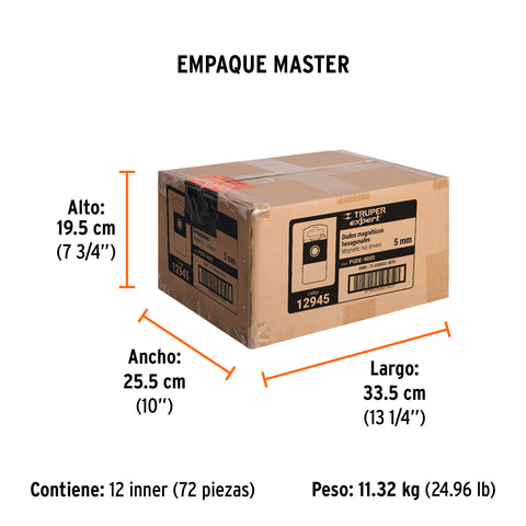 Estuche con 5 dados magnéticos de 5 mm largo 2-1/2', Expert | PUDE-9005 | 12945