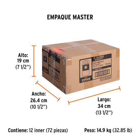Estuche con 5 dados magnéticos de 10 mm largo 2-1/2', Expert | PUDE-9010 | 12949