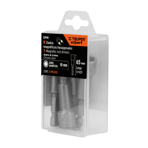 Estuche con 5 dados magnéticos de 10 mm largo 2-1/2', Expert | PUDE-9010 | 12949