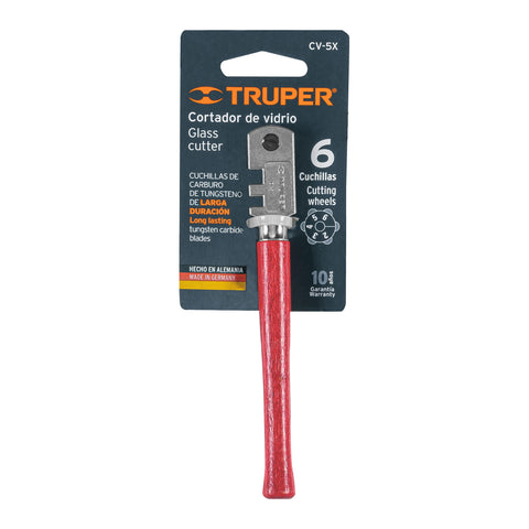 Cortador de vidrio 5' con 6 cuchillas, Truper | CV-5X | 12954