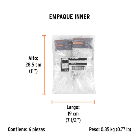 Bolsa con 150 separadores de 3 mm de losetas, TRUPER | SELO-30 | 12973
