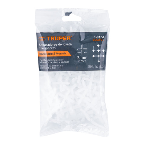 Bolsa con 150 separadores de 3 mm de losetas, TRUPER | SELO-30 | 12973