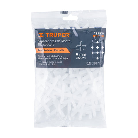 Bolsa con 100 separadores de 5 mm de losetas, TRUPER | SELO-50 | 12974