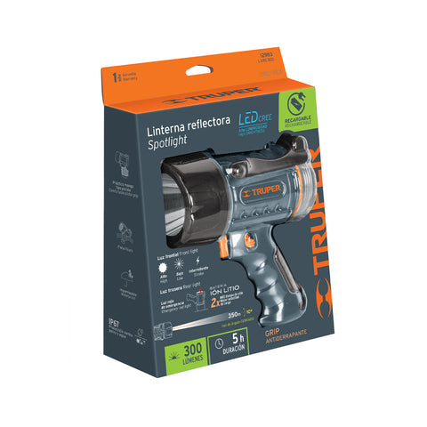 Linterna reflectora LED 300 lm recargable, TRUPER | LARE-300 | 12983