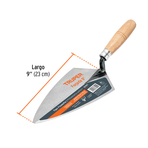 Cuchara para albañil 9' forjada tipo Filadelfia, TRUPER | CT-9 | 12991