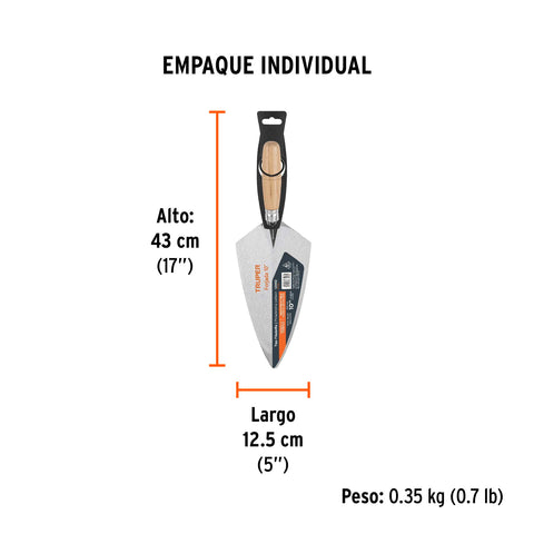 Cuchara para albañil 10' forjada tipo Filadelfia, TRUPER | CT-10 | 12992